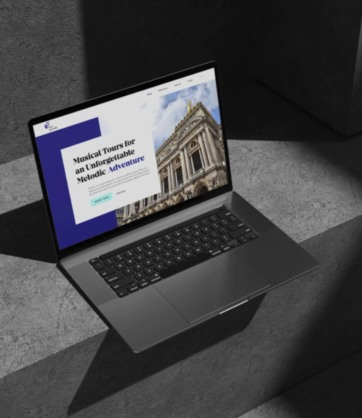 Paris Musically website showcase on macbook