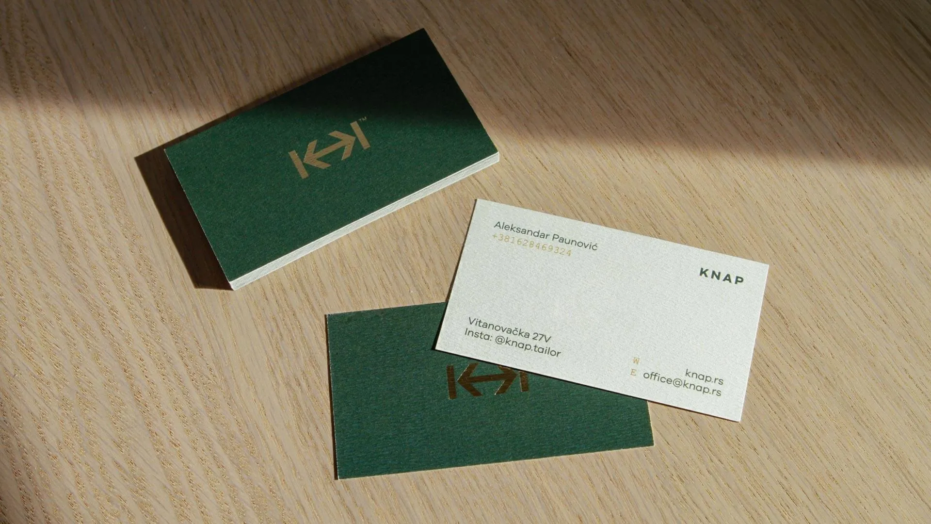 Knap - measure made suits business cards