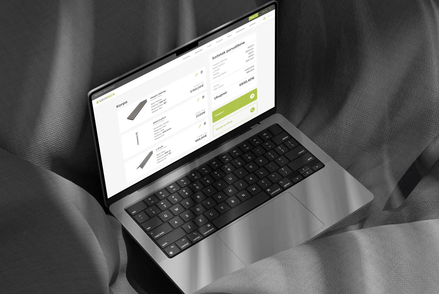 Savadeck business portal showcase on macbook