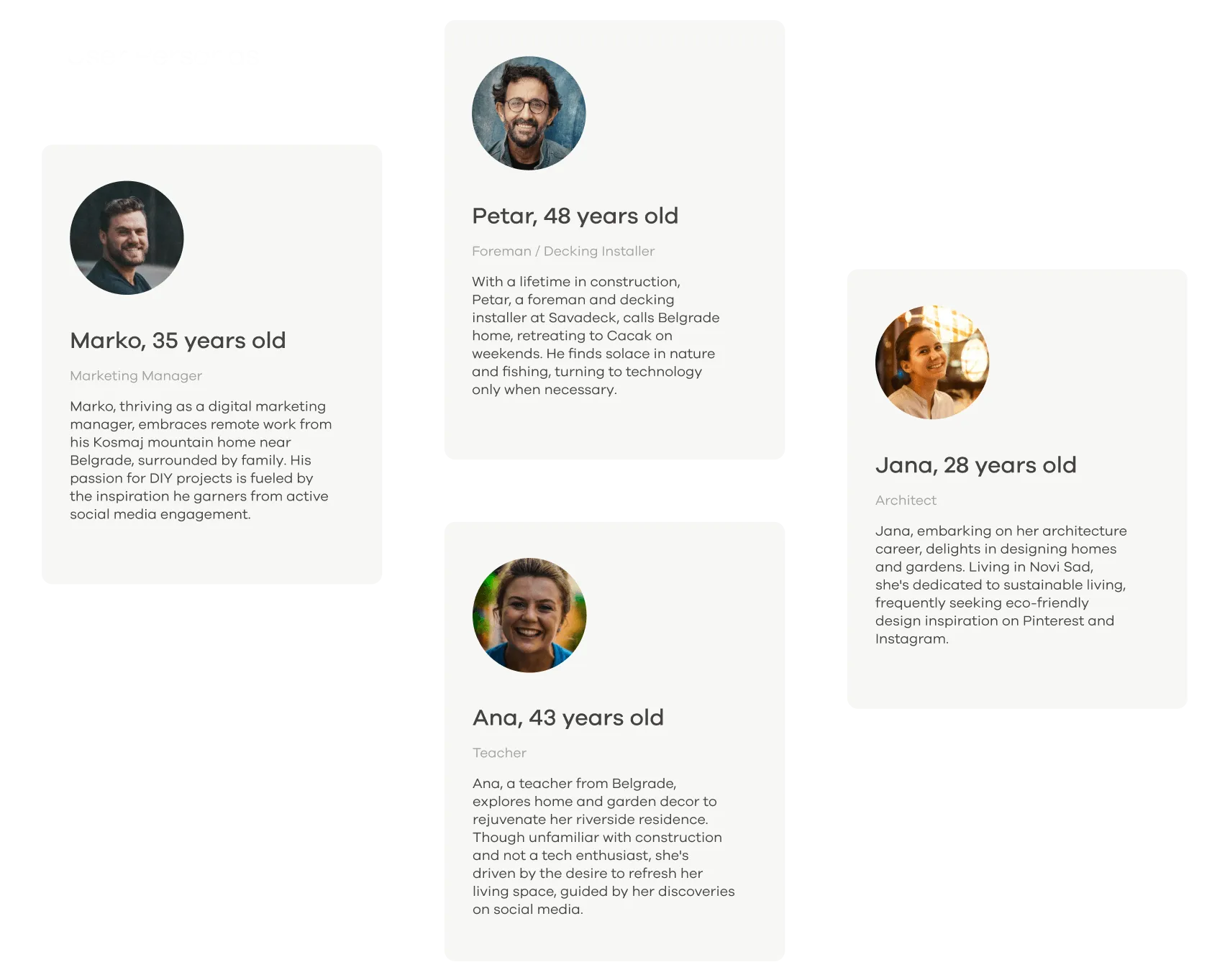 Savadeck business portal user personas