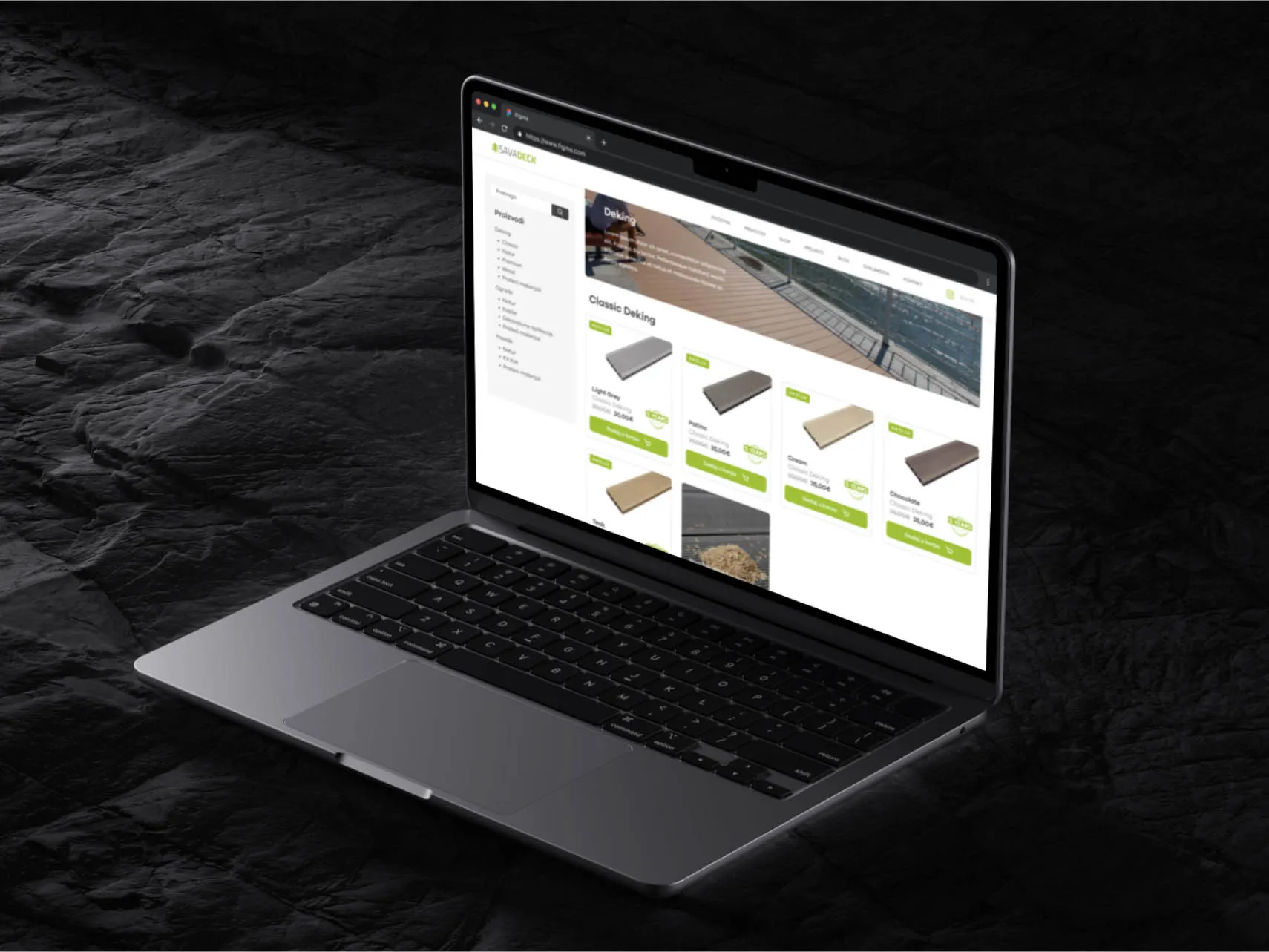 Savadeck business portal shop page preview on macbook