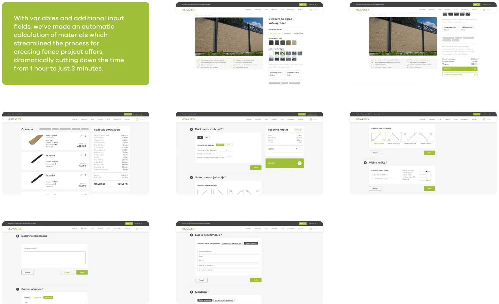 Savadeck business portal product pages design