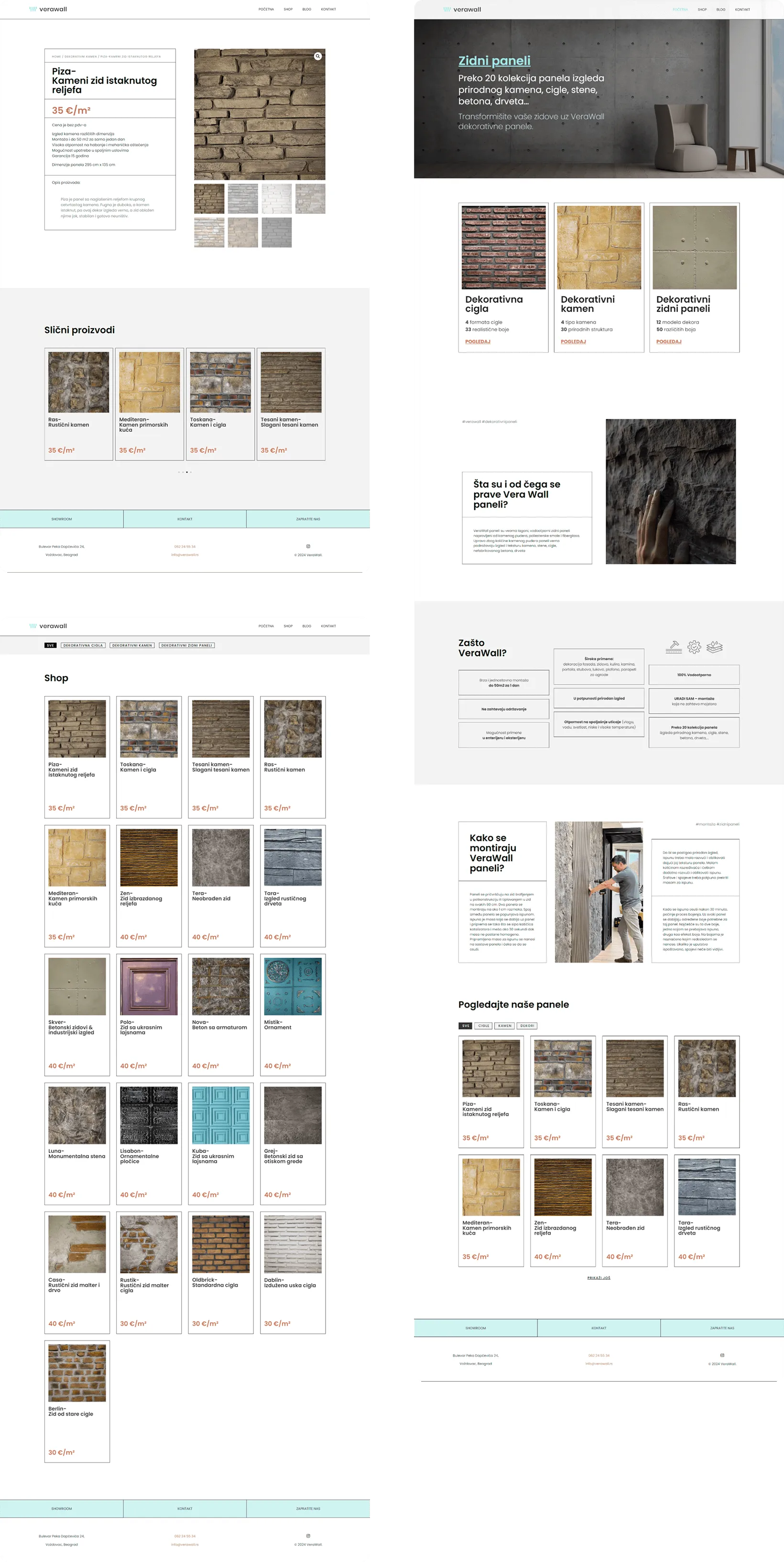 Verawall website design of the main pages