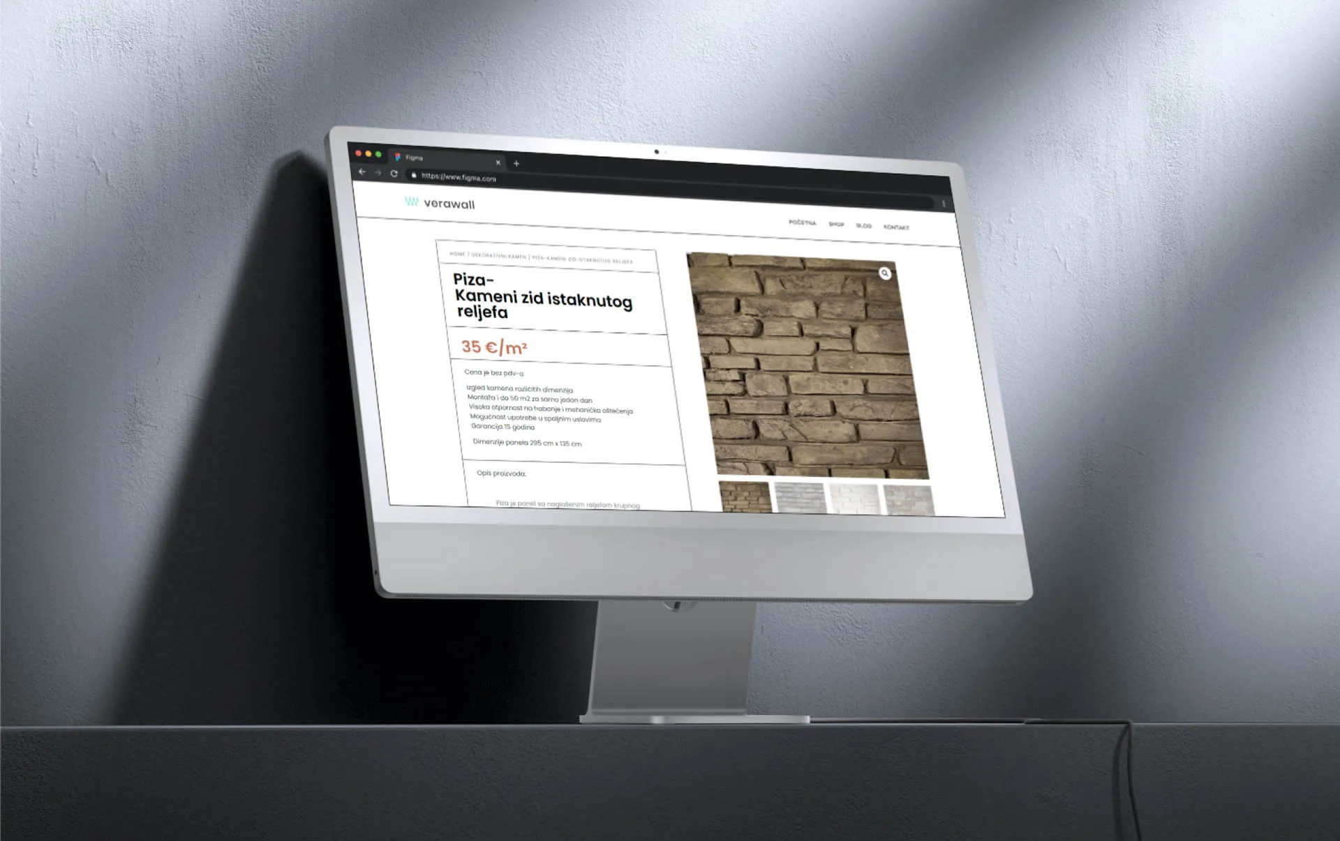 Verawall website design showcase on iMac