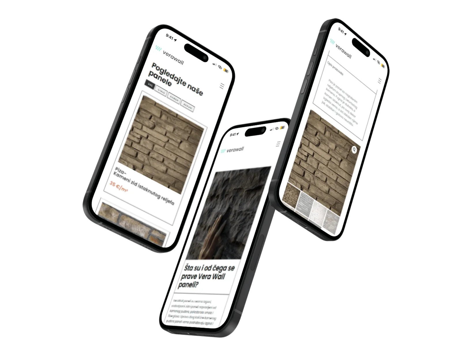 Verawall website design showcase on IPhones