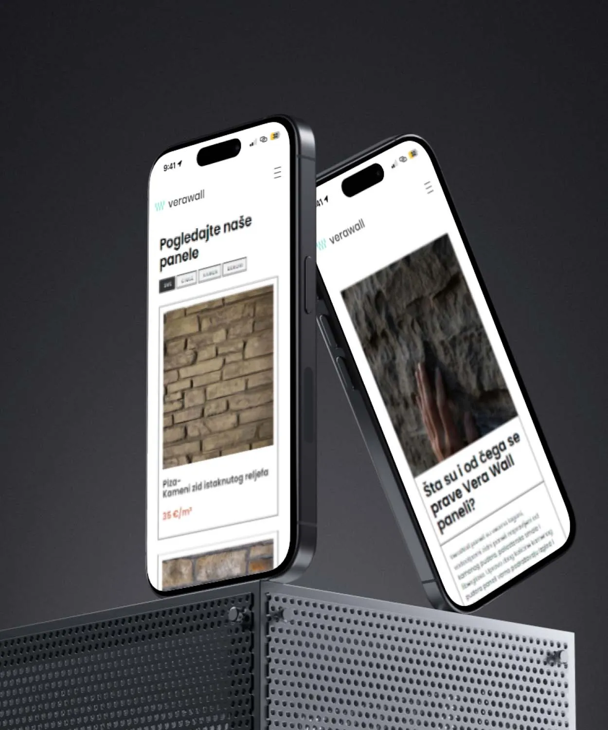 Verawall website design showcase on IPhones